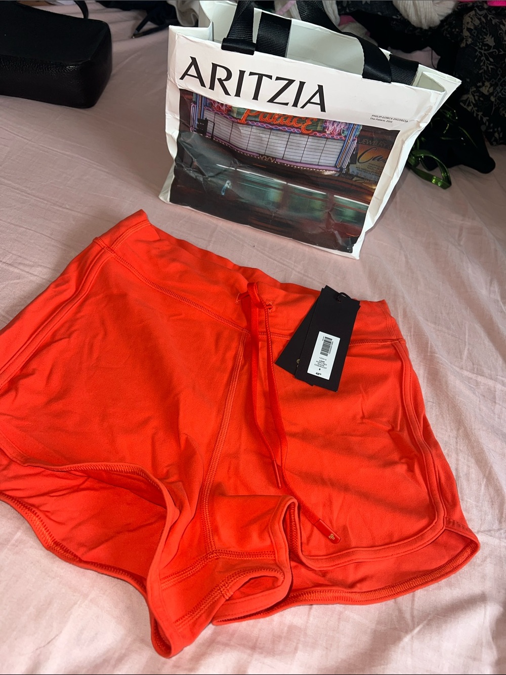 Aritzia Bright Poppy Red Drawstring Athletic Shorts